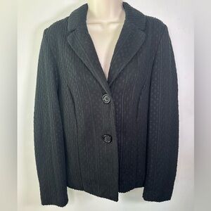 Briggs New York women’s black faux cable knit blazer size 8